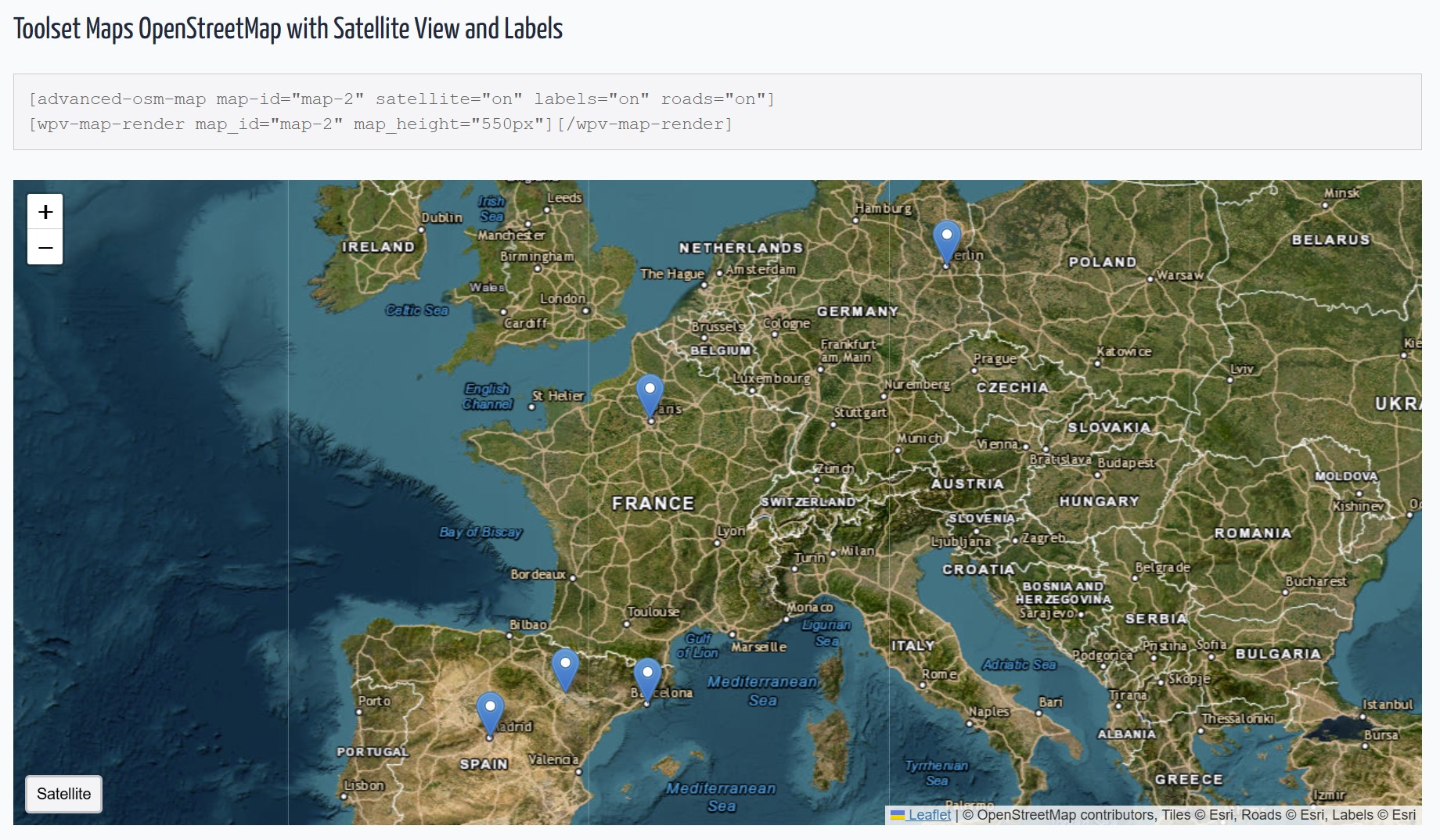 Satellite + Roads + Labels overlay