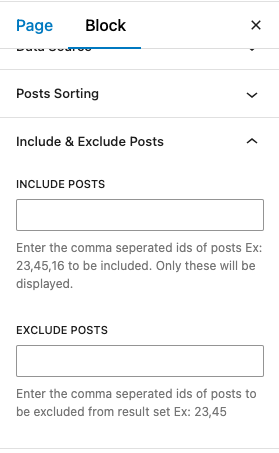 Masanory layout preview in backend Gutenberg editor.