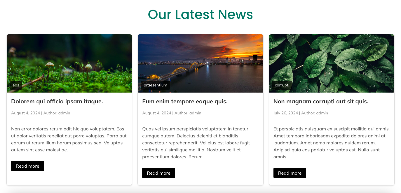New layout settings in the backend