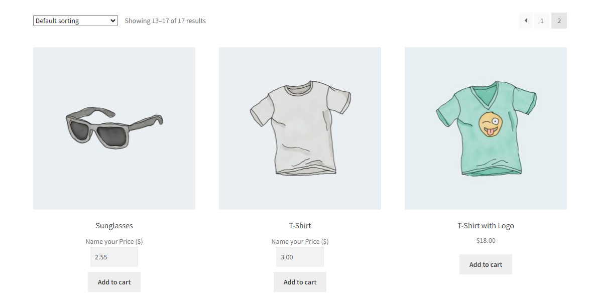 name your price product in shop page.