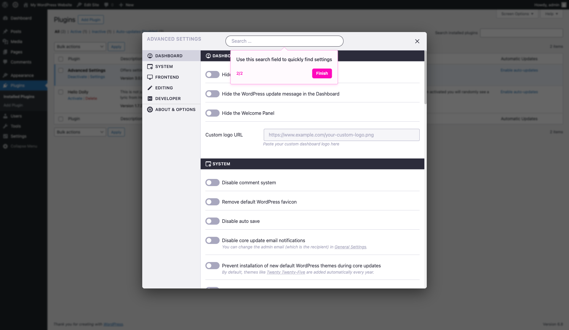 Search for the features you are looking for