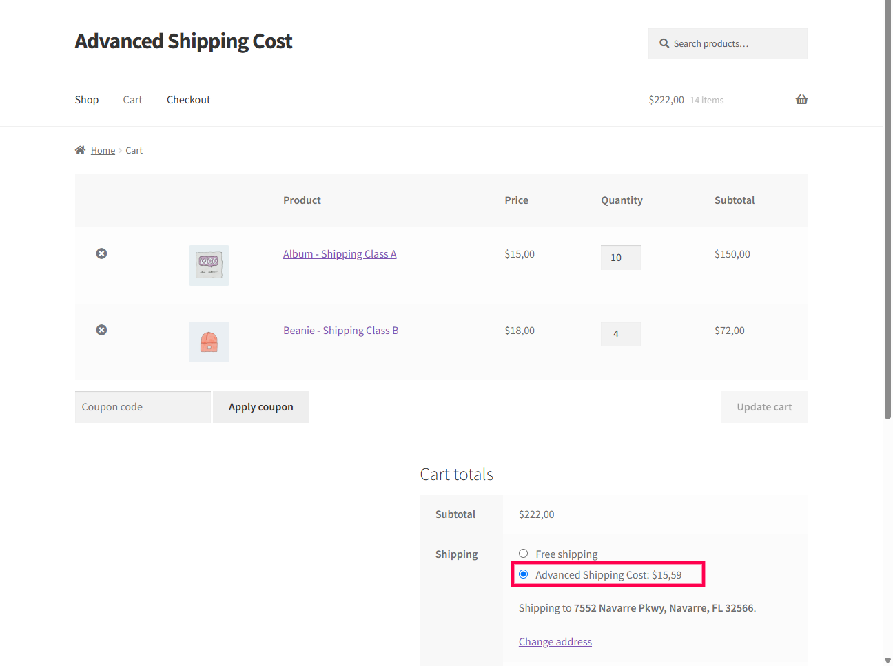 Shipping Cost on Frontend