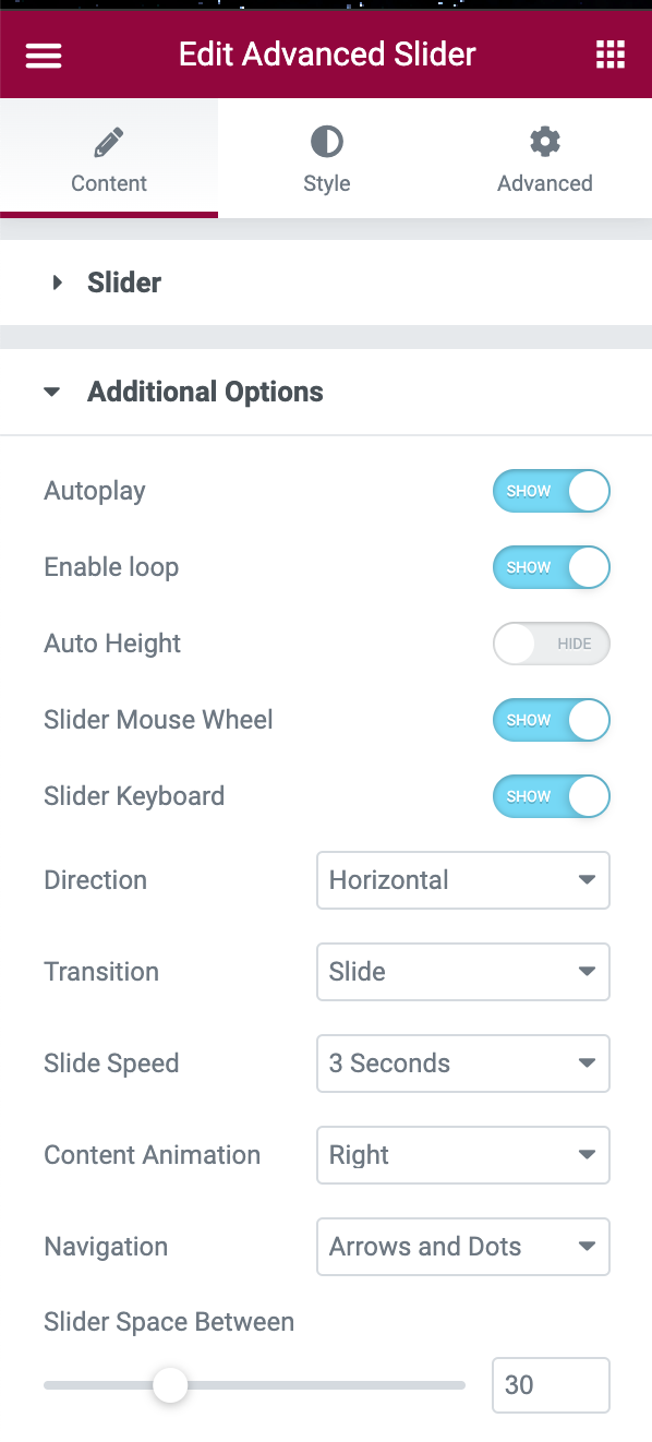 Slider Styling Options