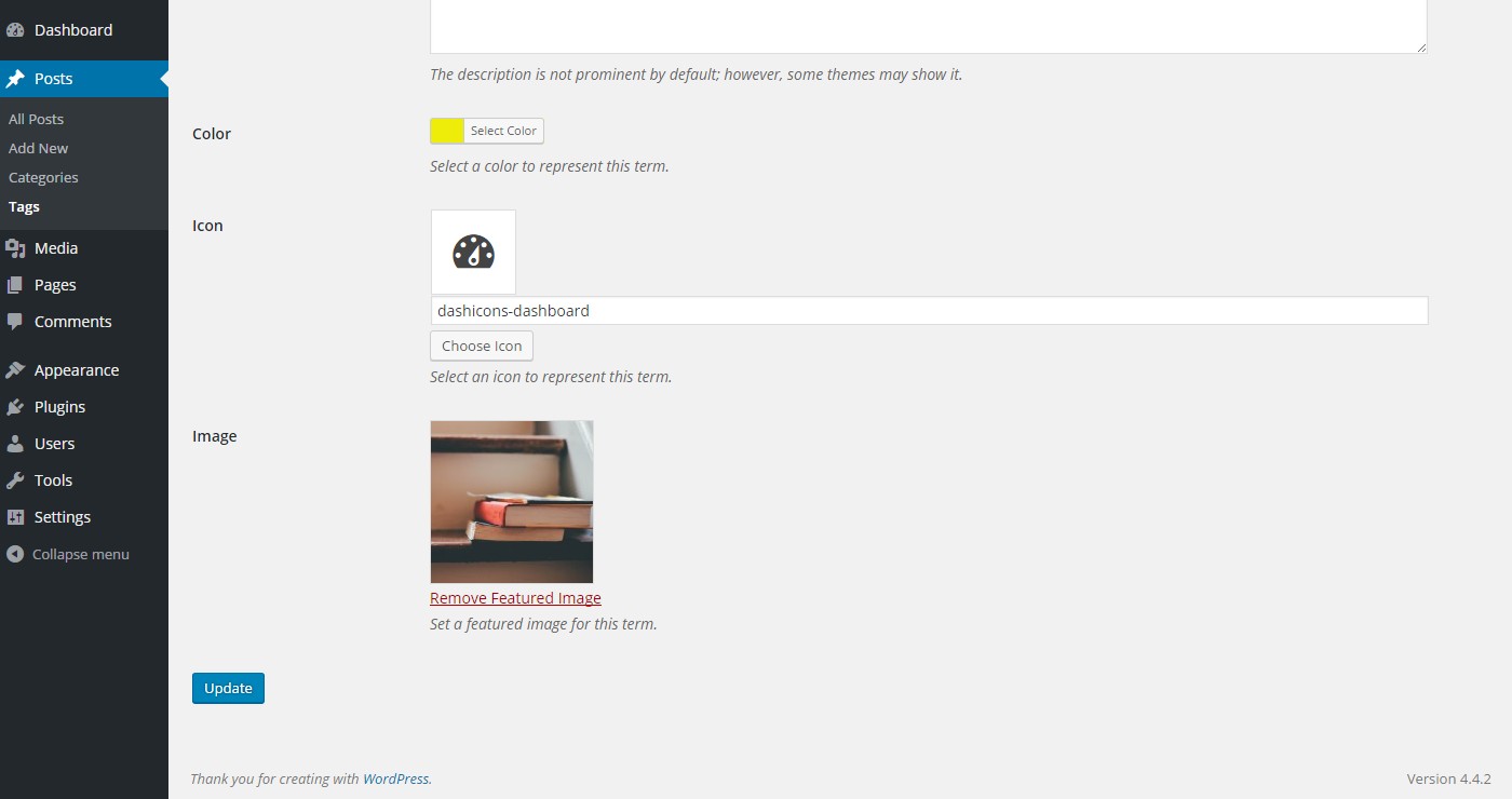 Shown with featured image extension.