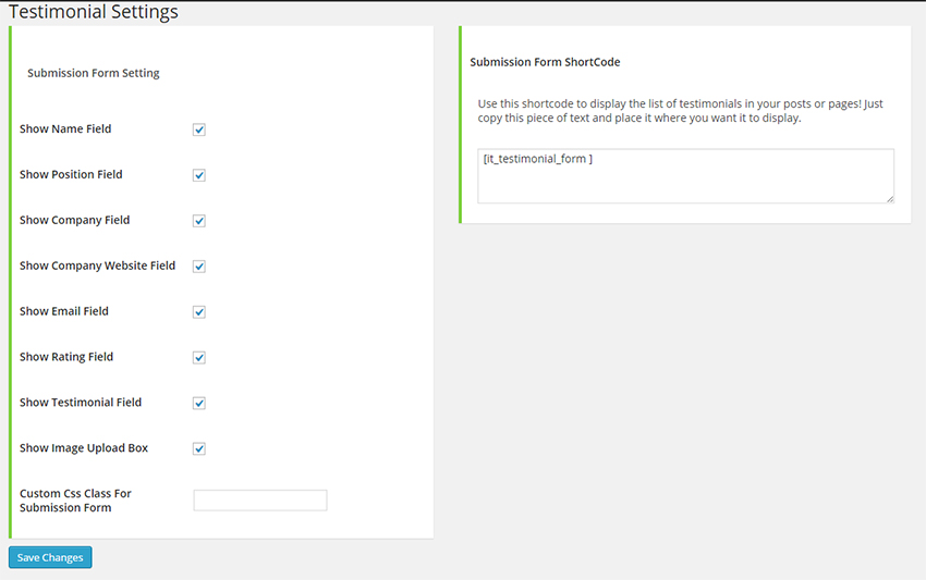 Front-end Submition Setting Form (Work at Advanced Version)