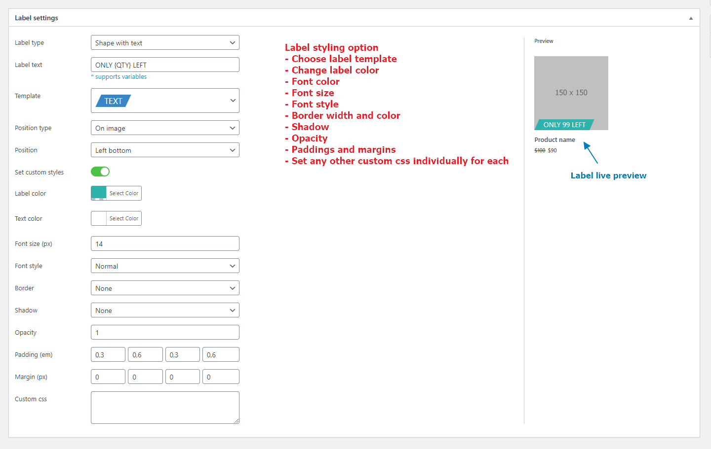 Change labels text and use special text variables