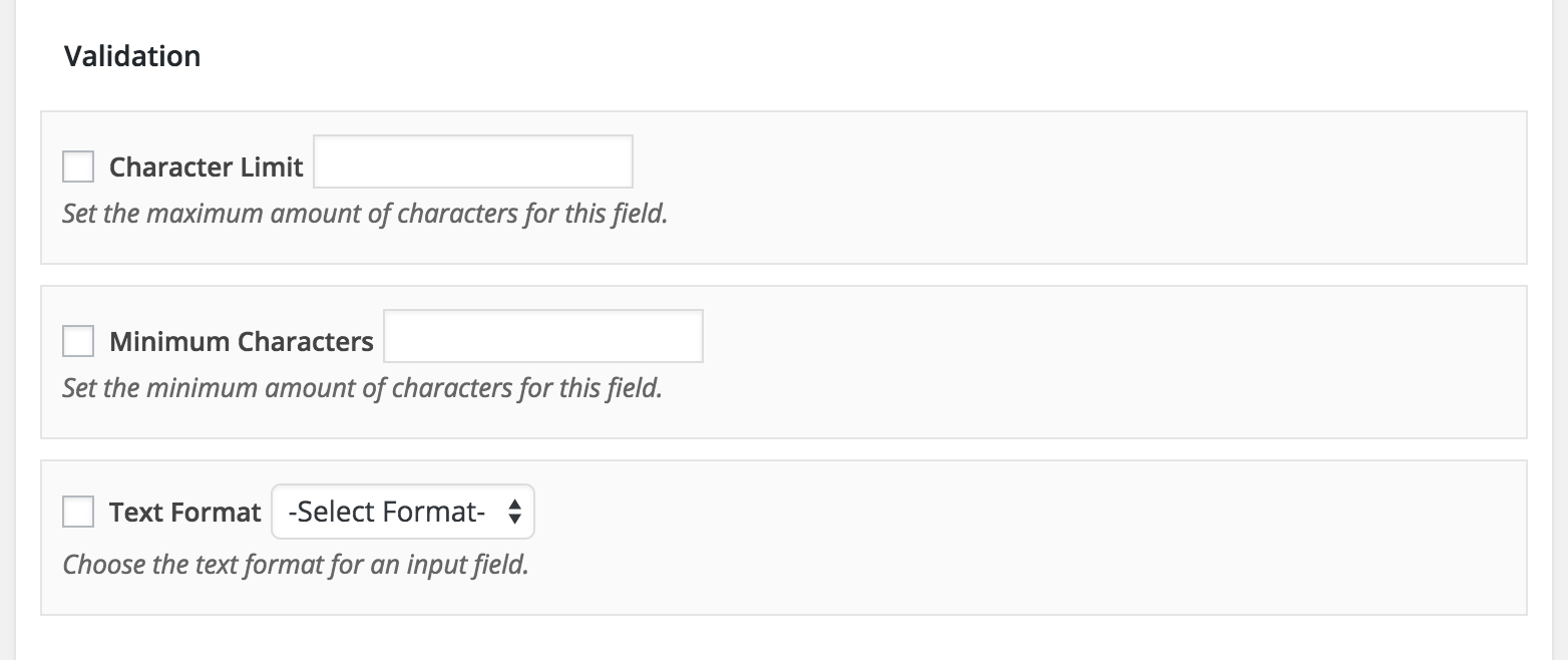 Profile field validation