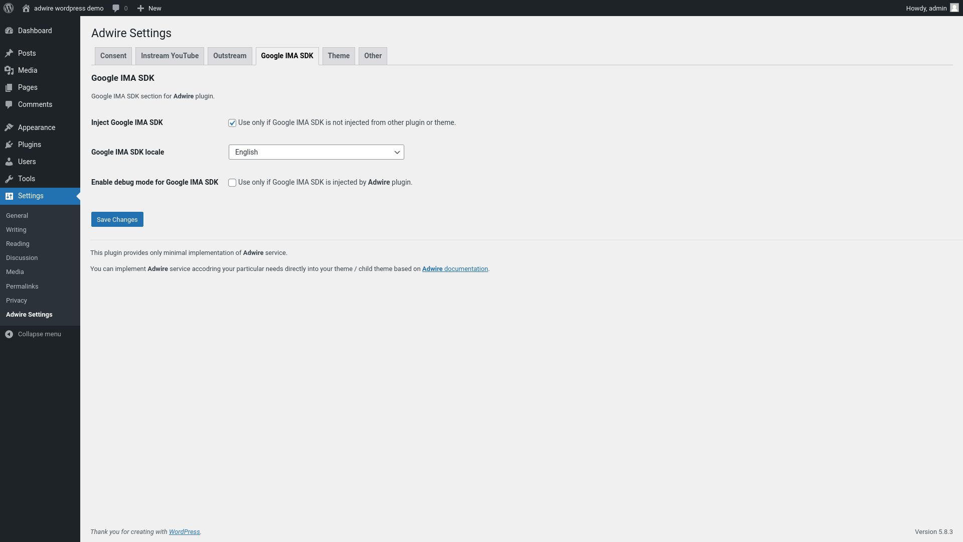 Admin page - tab 4.
