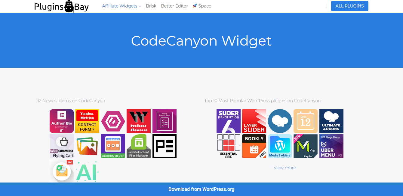 Page contacining widgets