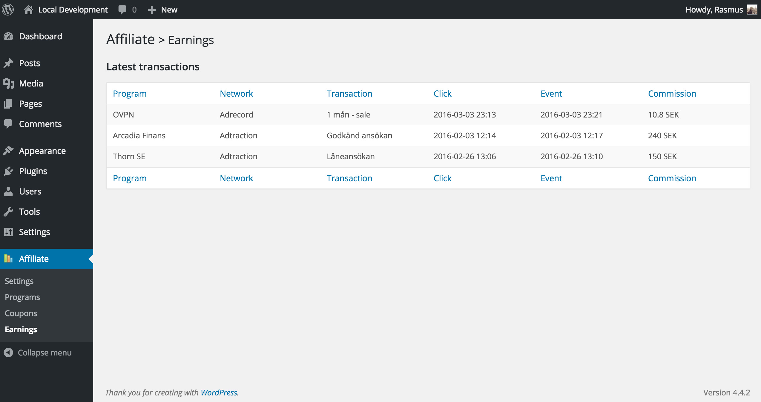Get all of your channel income listed together in one page