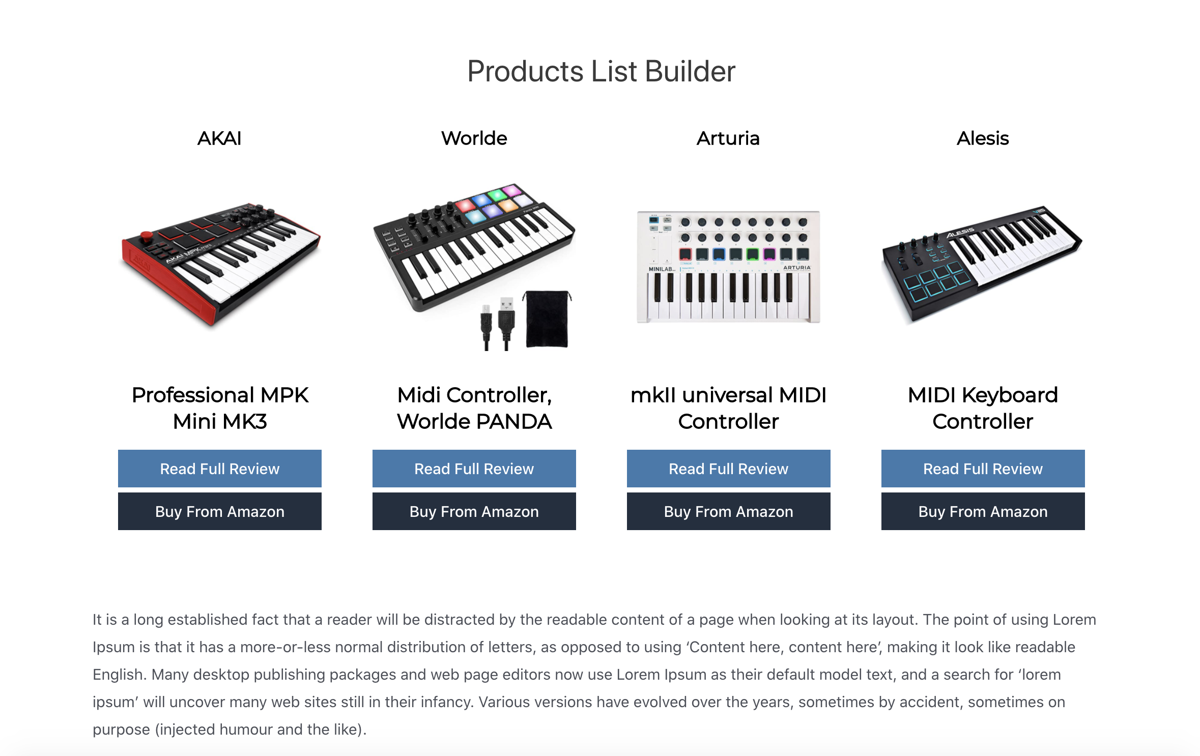 Block 1 - Products List Builder