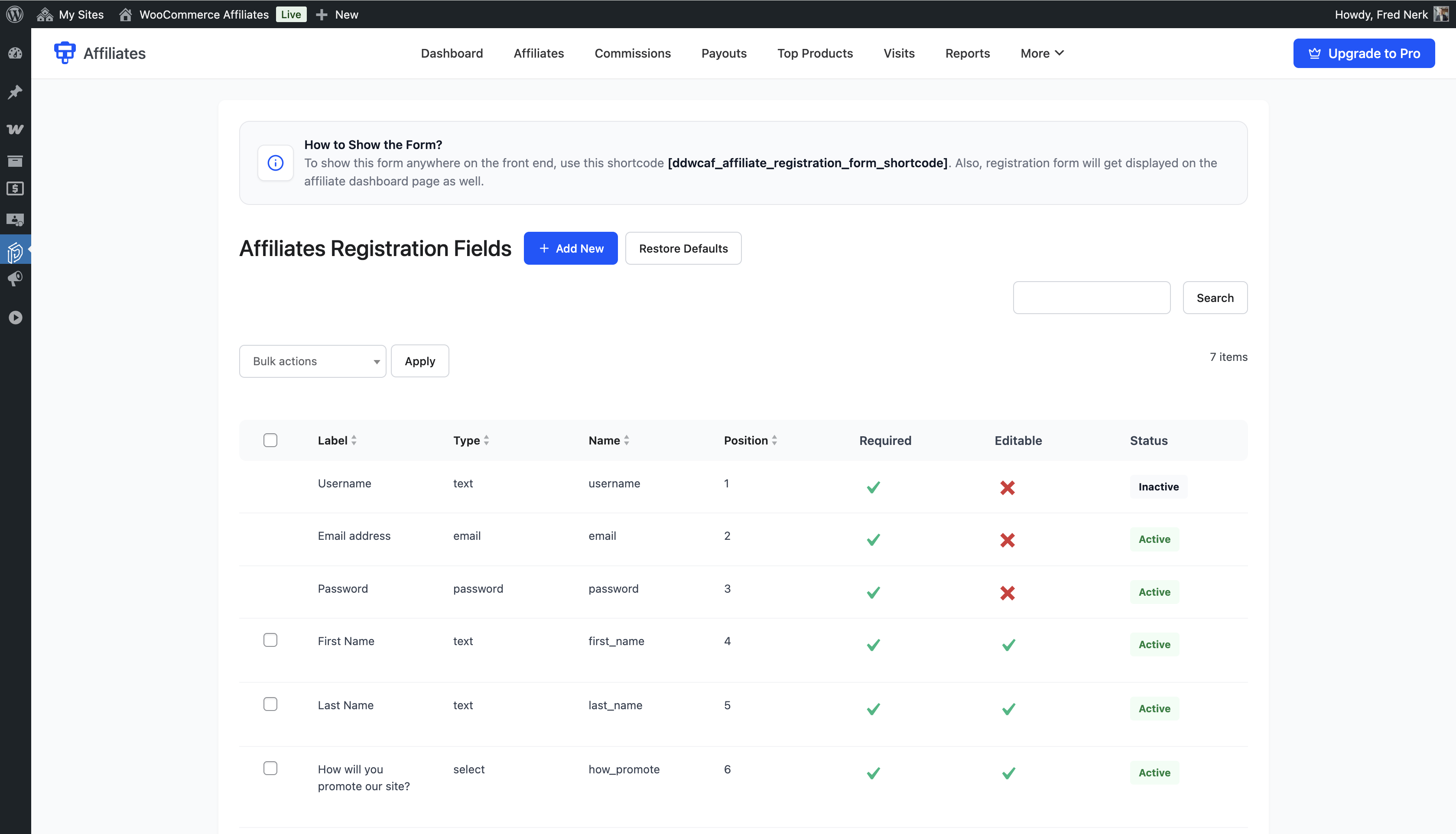 Affiliate link generator where affiliates create referral links for any page or product