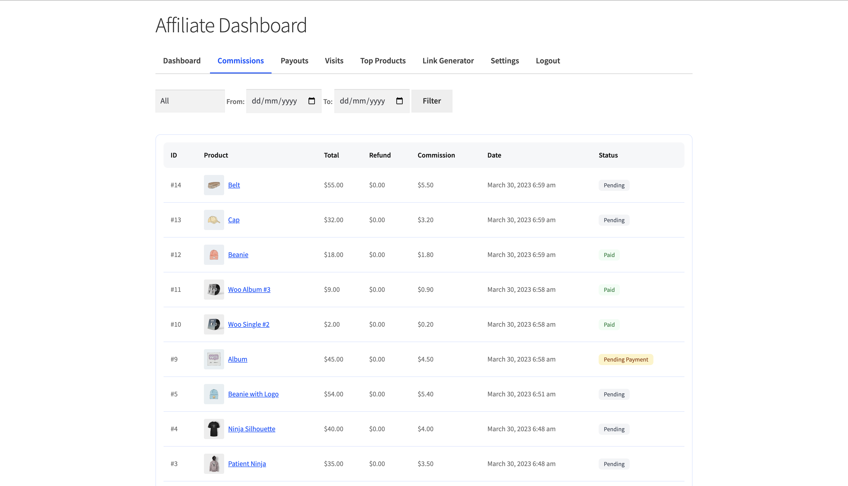 Registration fields configuration panel