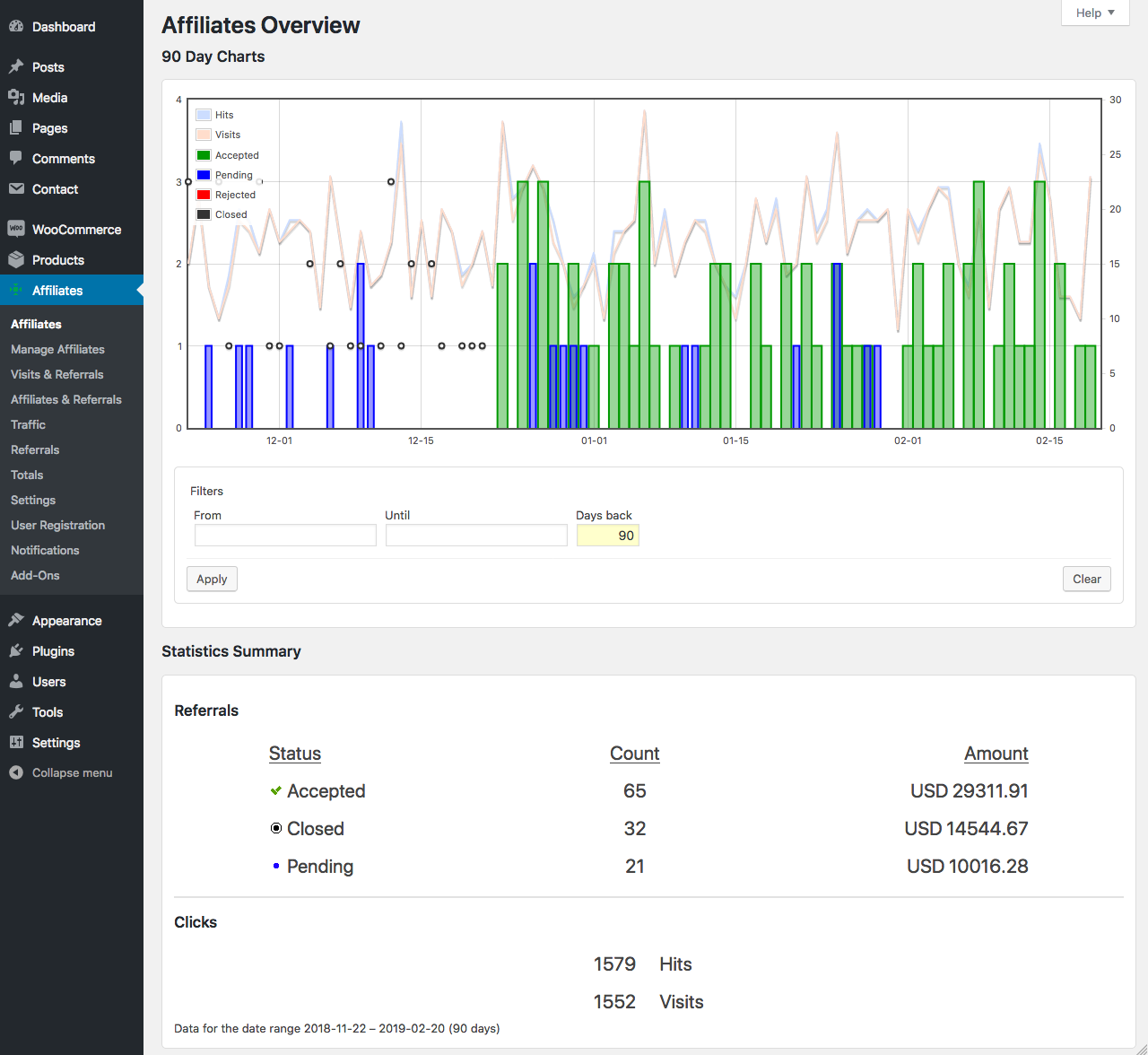 Settings > Registration - Customizable affiliate registration.