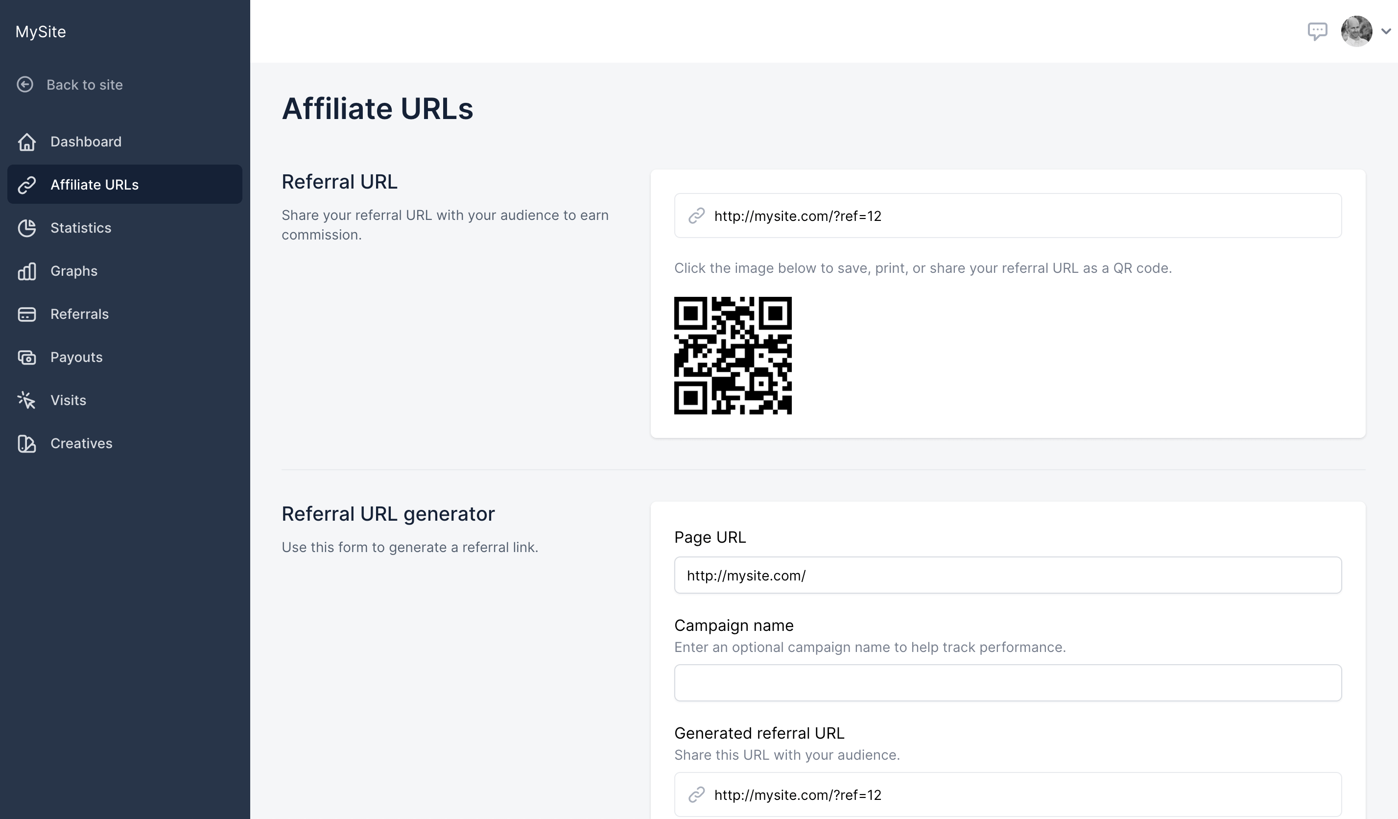 QR code in the Affiliate Portal.