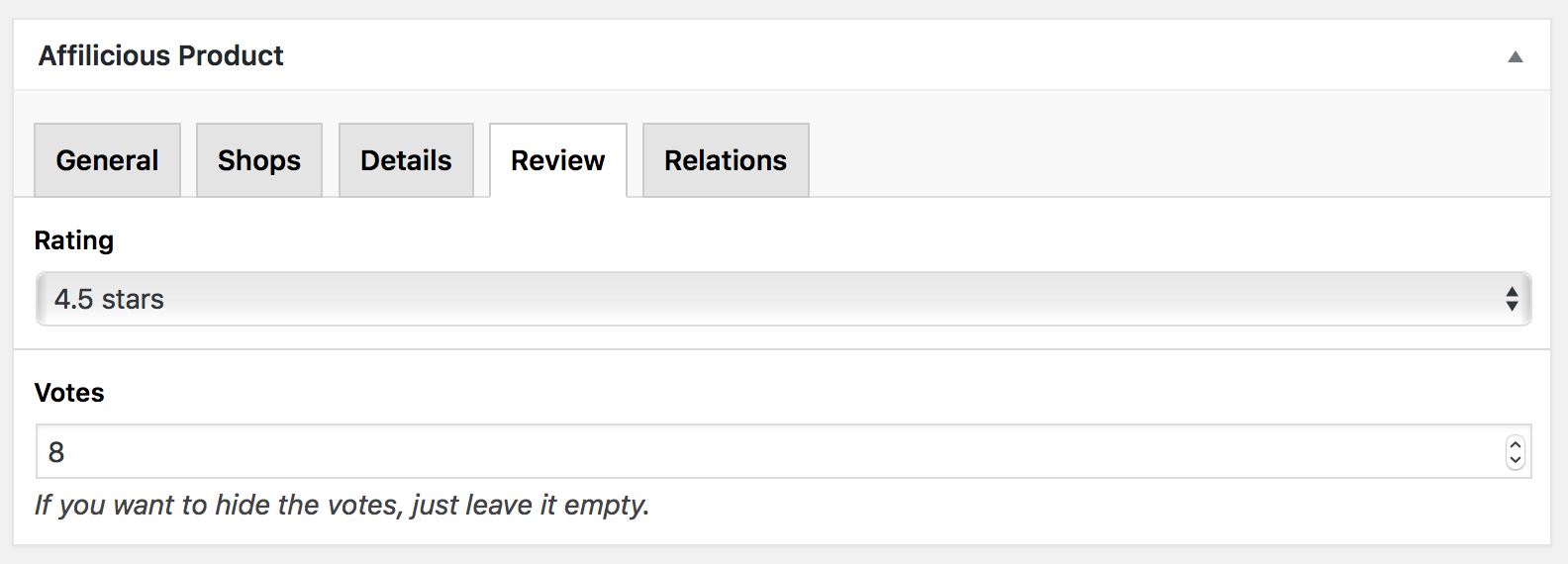 Optionally, put a rating and some votes for your products.