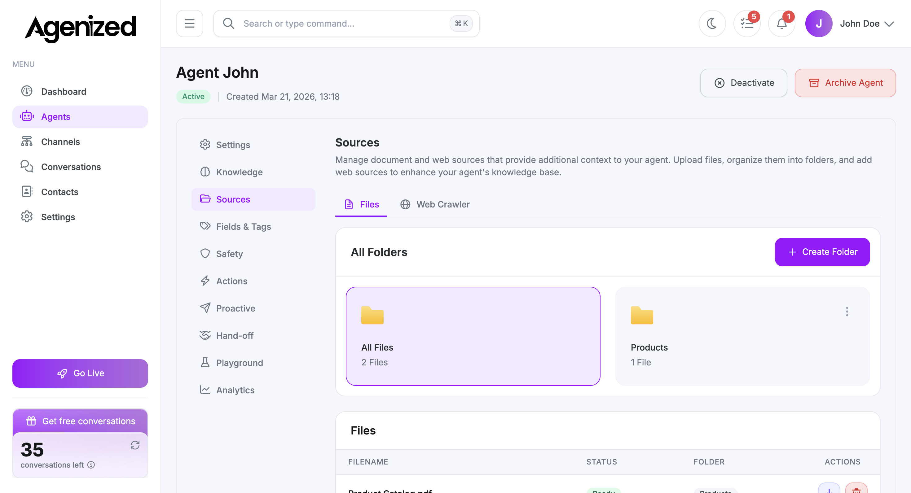 Knowledge and sources: train your agent on your business