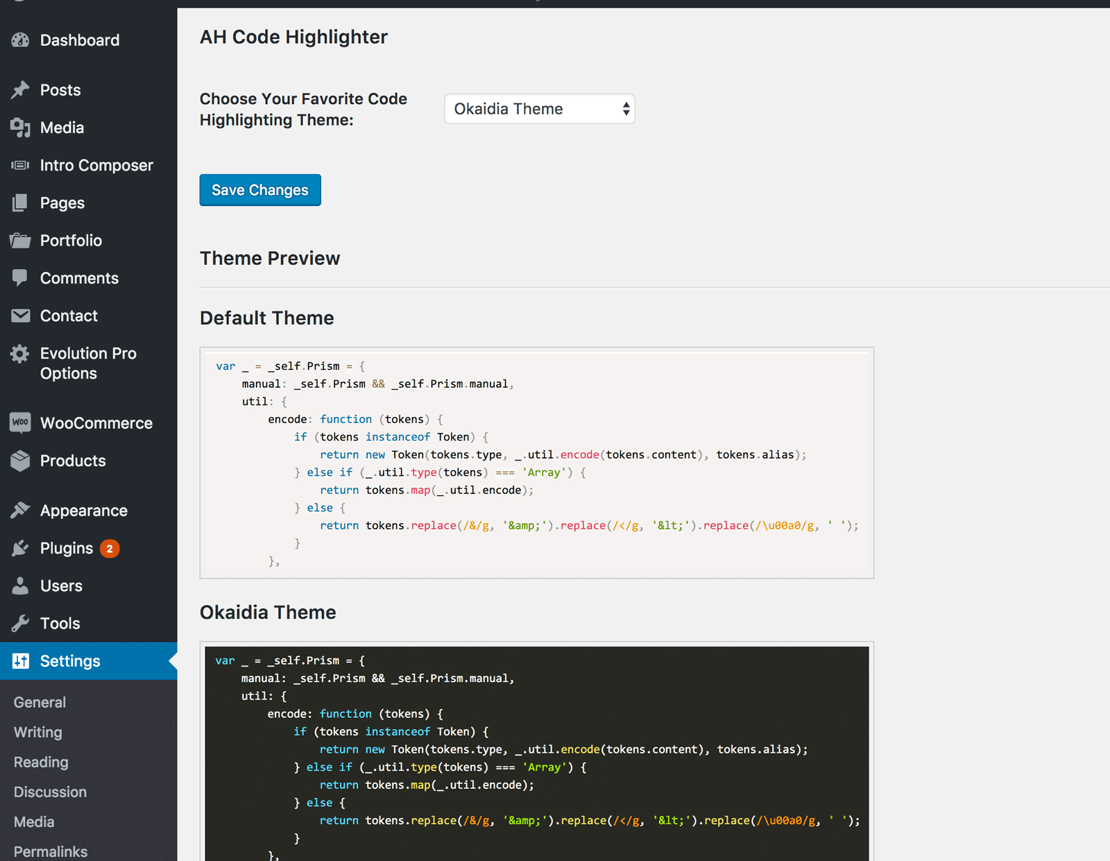 The Settings Page