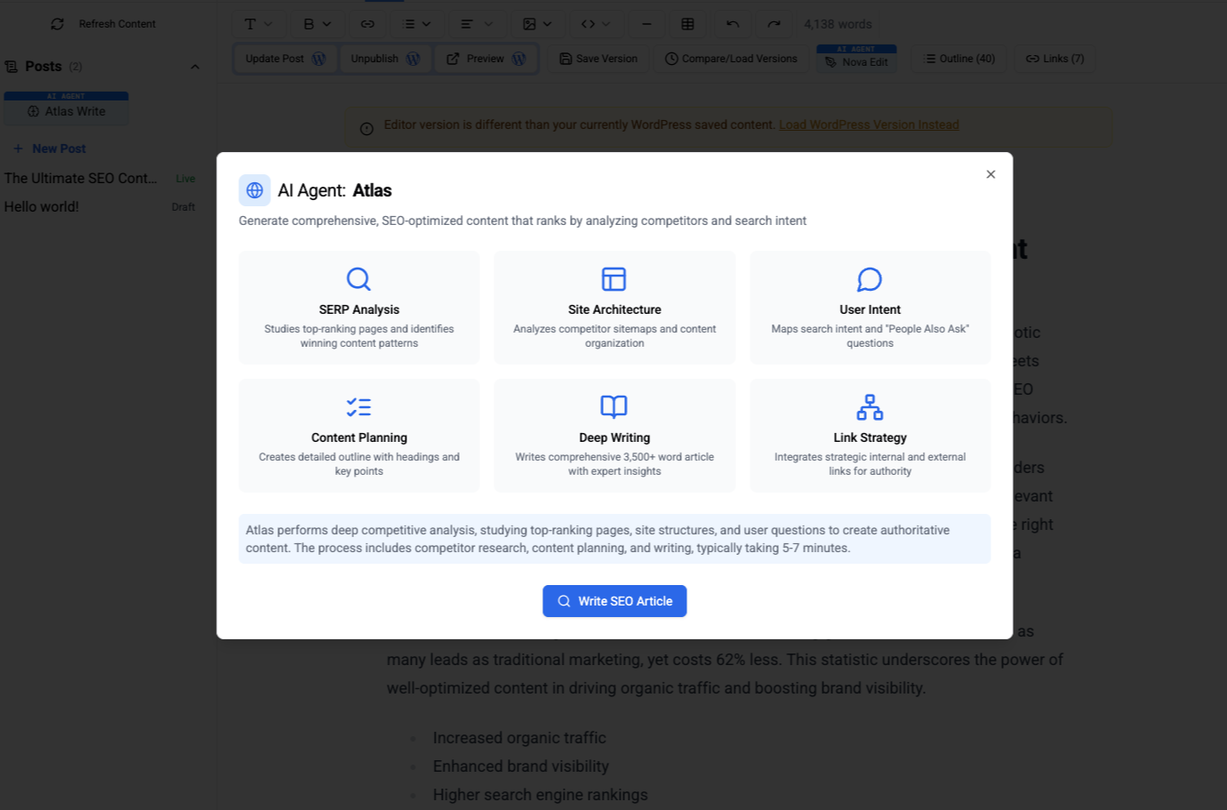 Settings panel