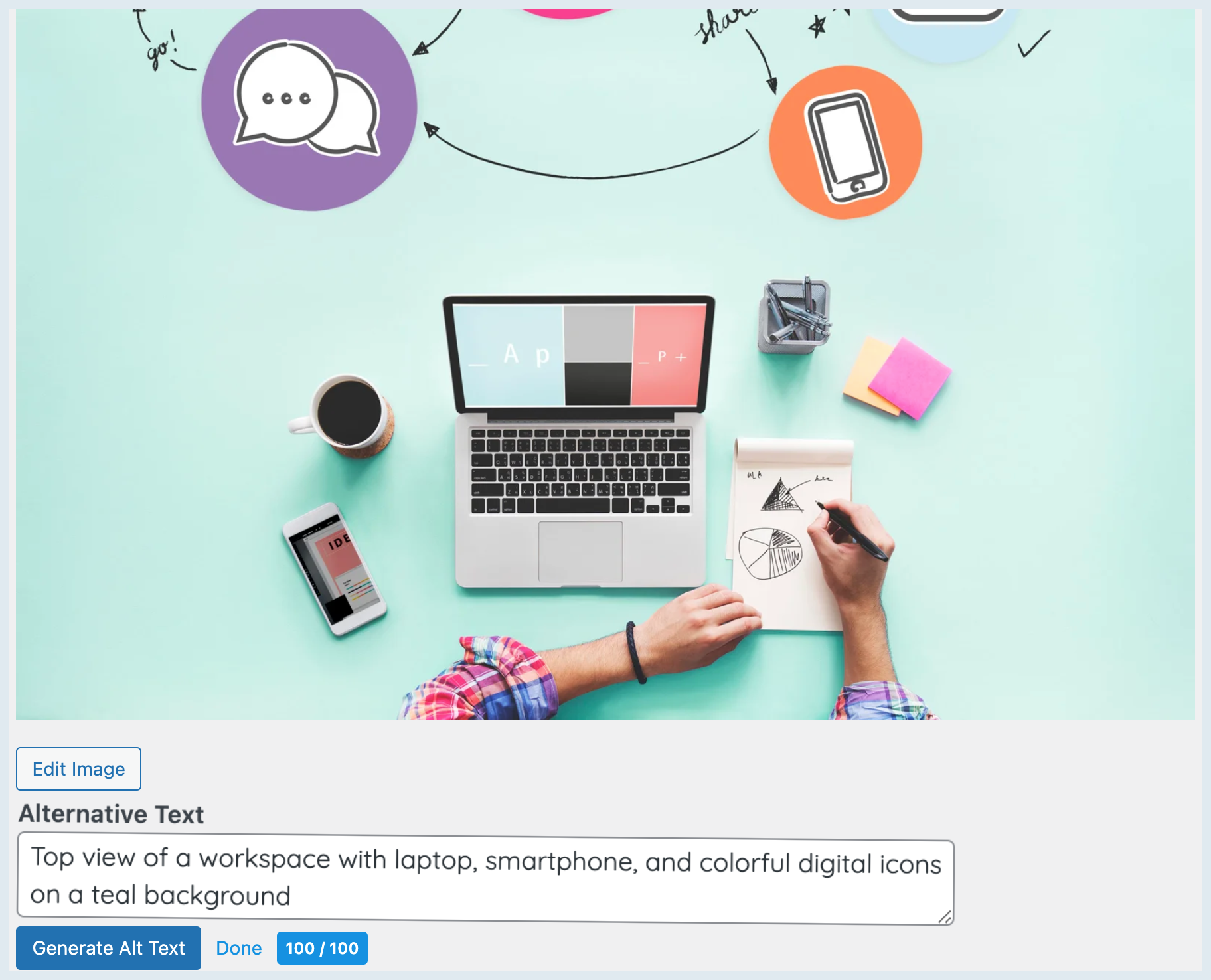 Attachment edit screen — button + score badge