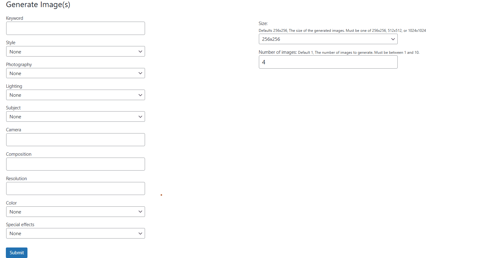 AI Auto SEO Image Creation Page.