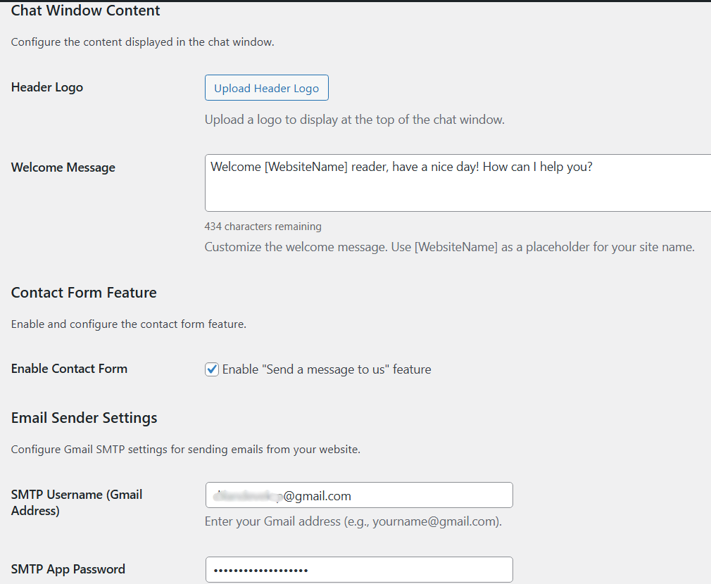 **Full Customization:** Control everything from one place, including the header logo, welcome message, and the built-in SMTP settings for email.