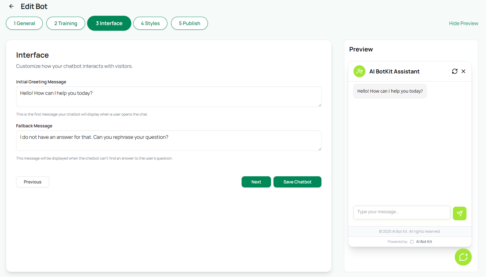 Chatbot Creation Wizard