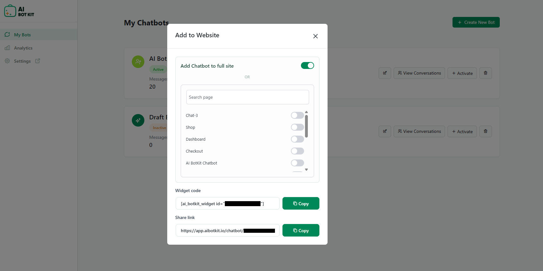 Settings Page