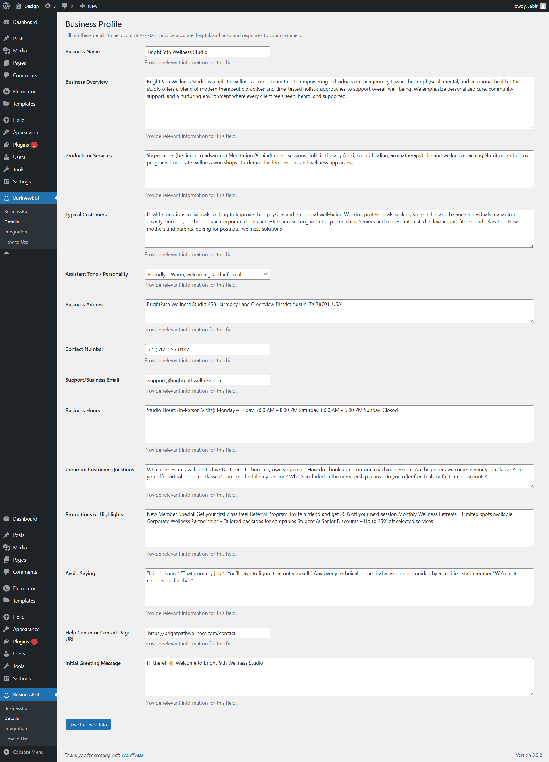 Business Details Form