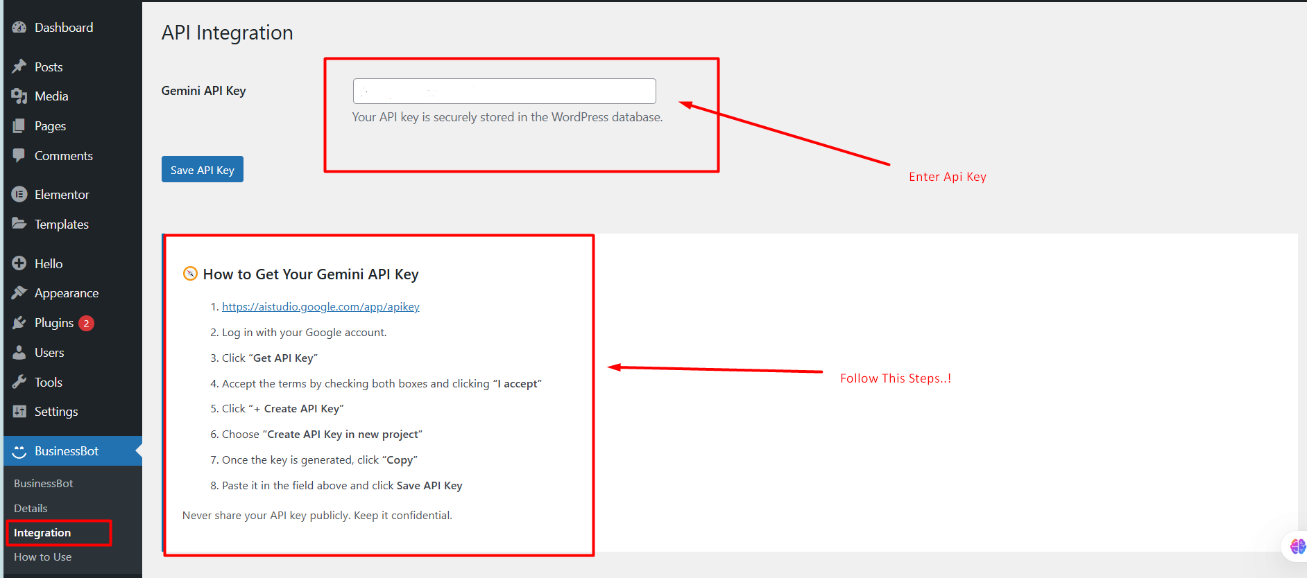 API Integration Settings