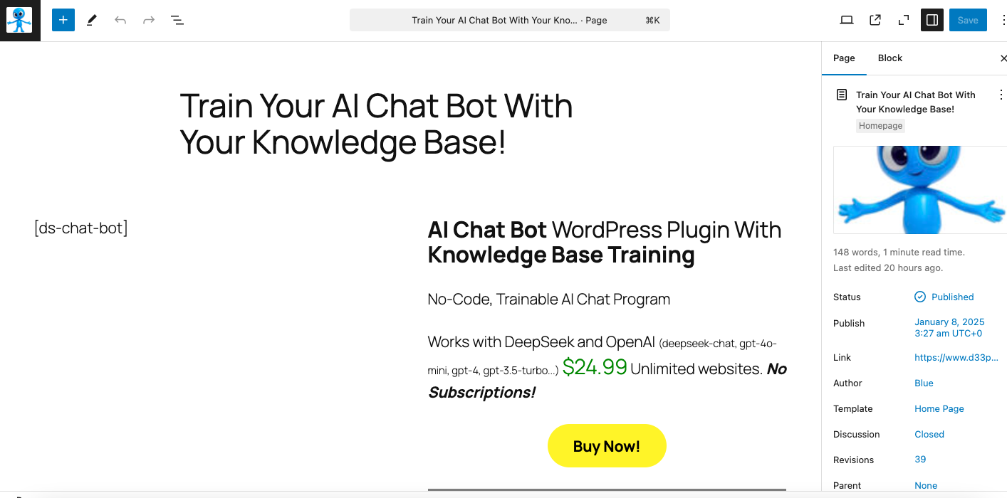 D33PS33K AI Agent Chatbot Page Editor Screenshot 3