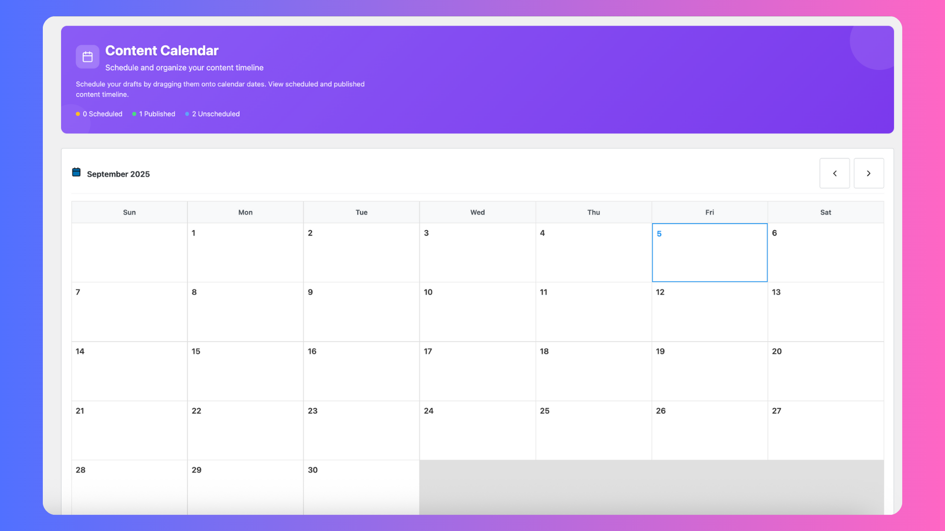 Content Calendar – plan and schedule at a glance