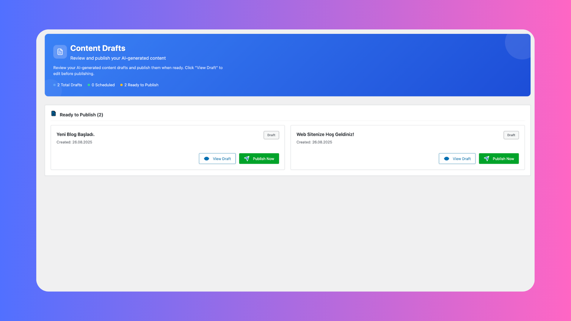 Draft Editor – refine content before publishing