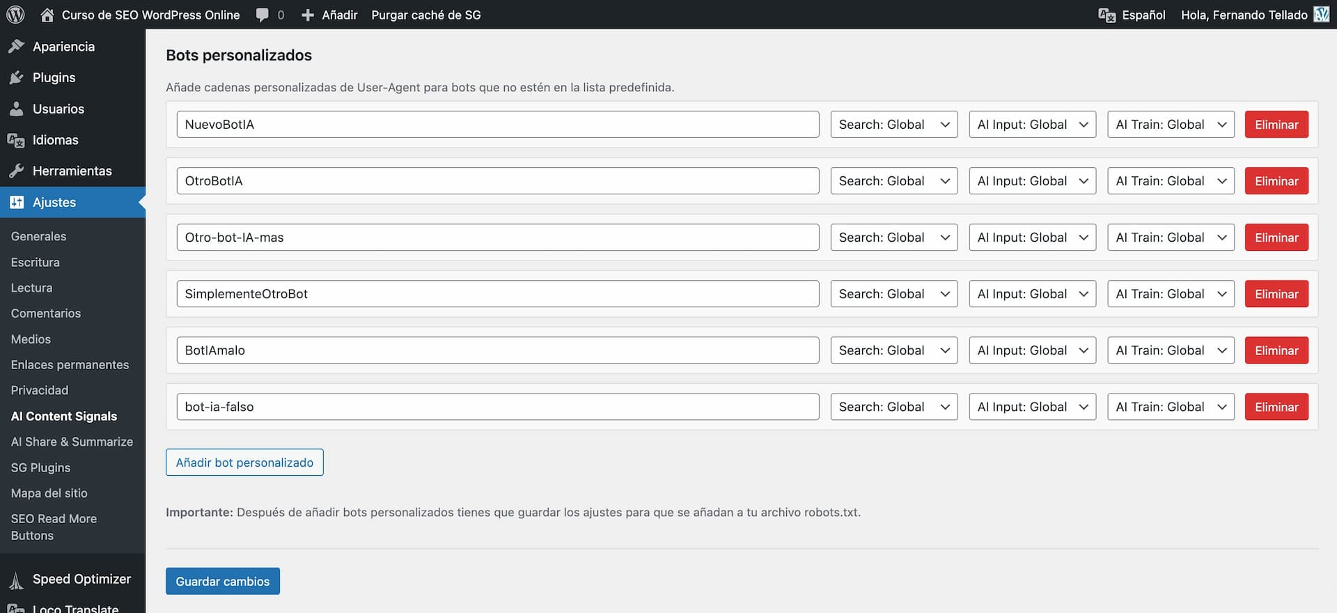 Export, import, and restore default settings