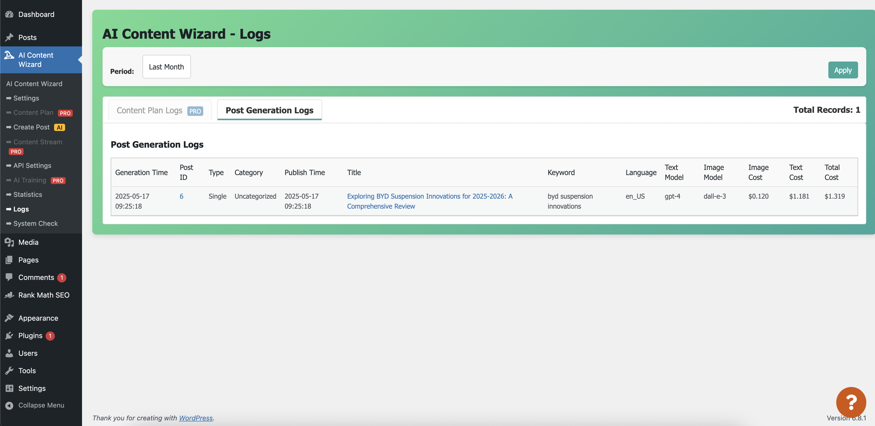 **Statistics Interface** – Analyze plugin usage statistics and performance metrics.
