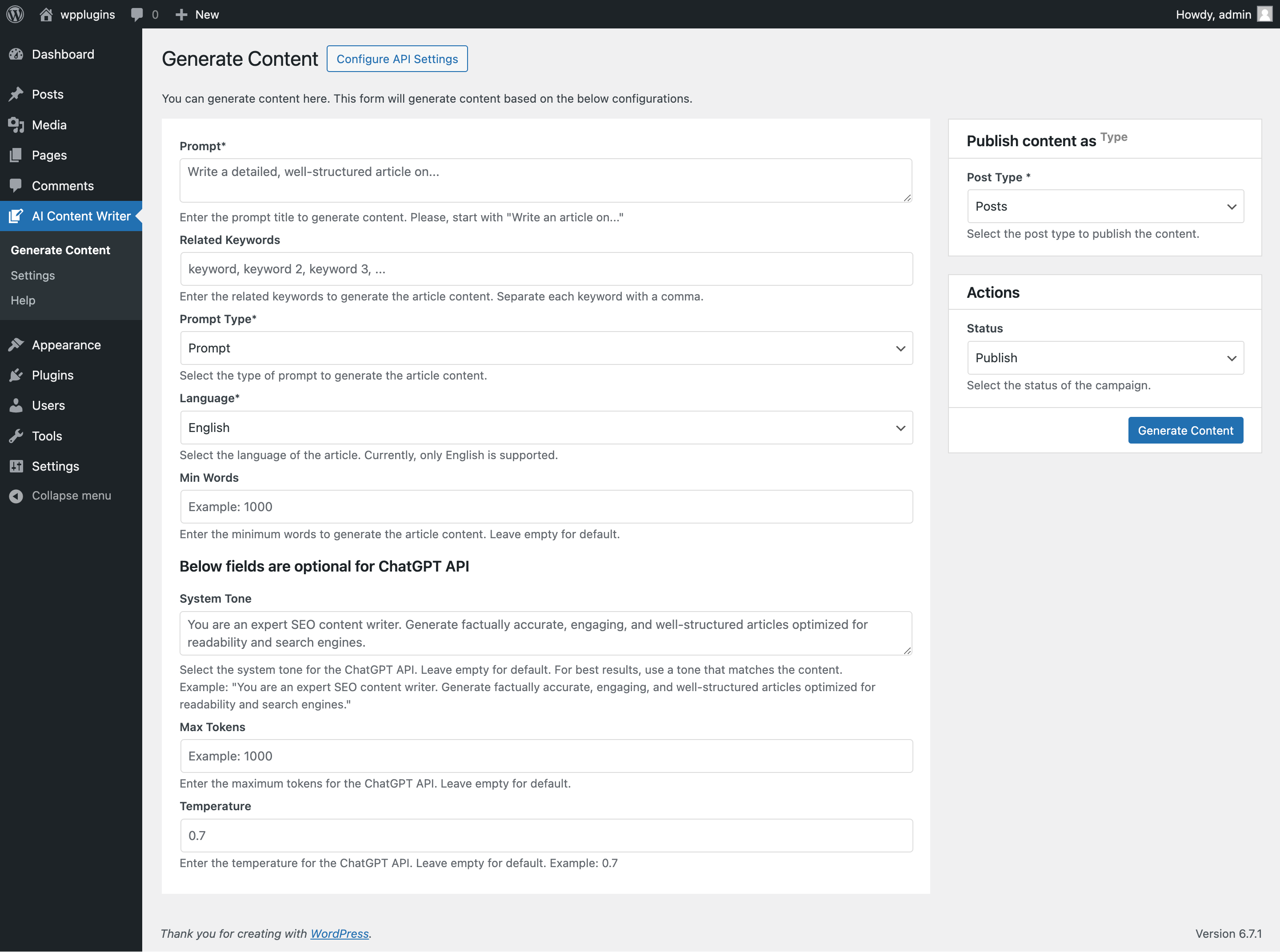 Generate Content (Instant)