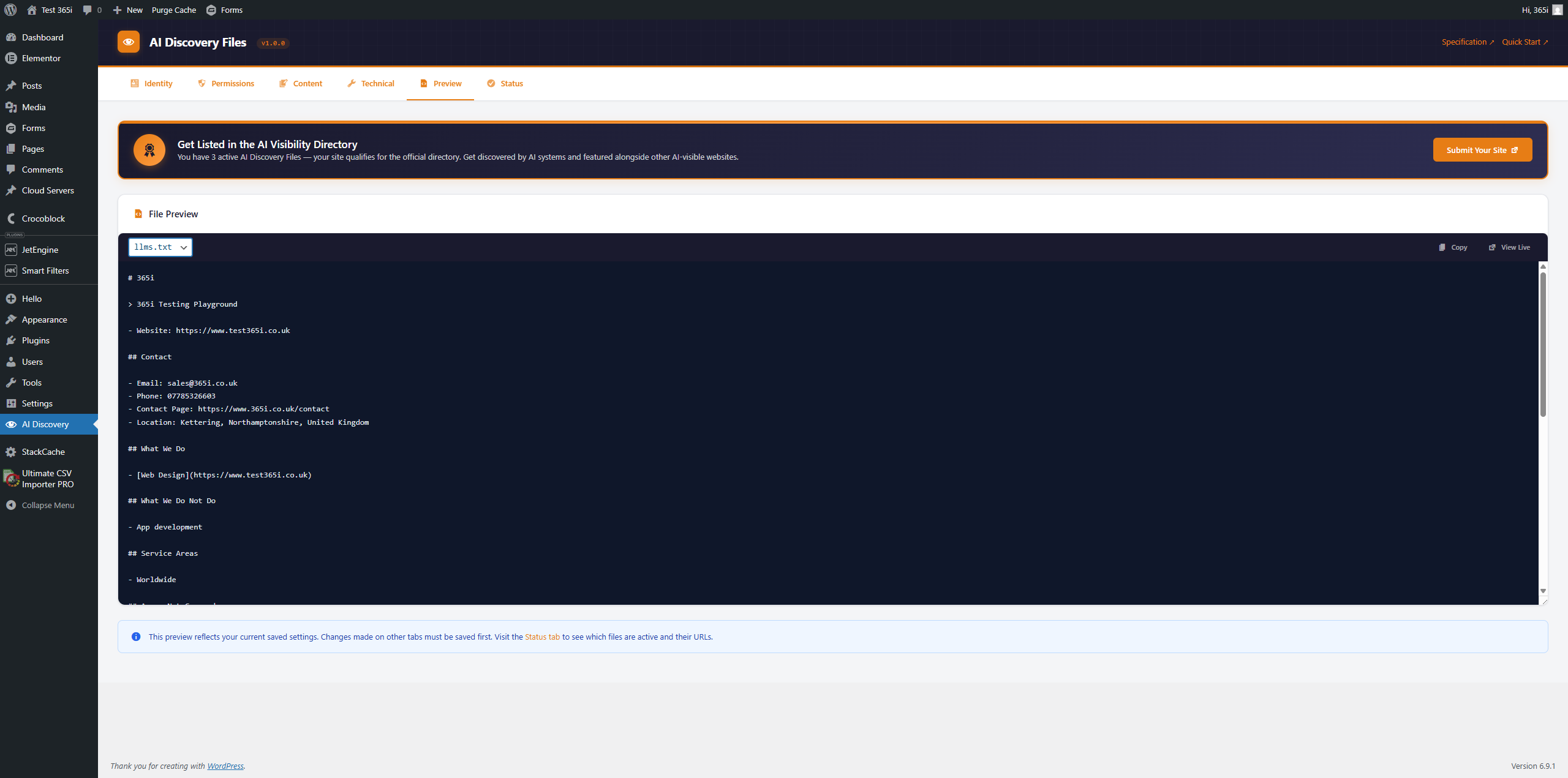 Preview tab — live preview of every generated file