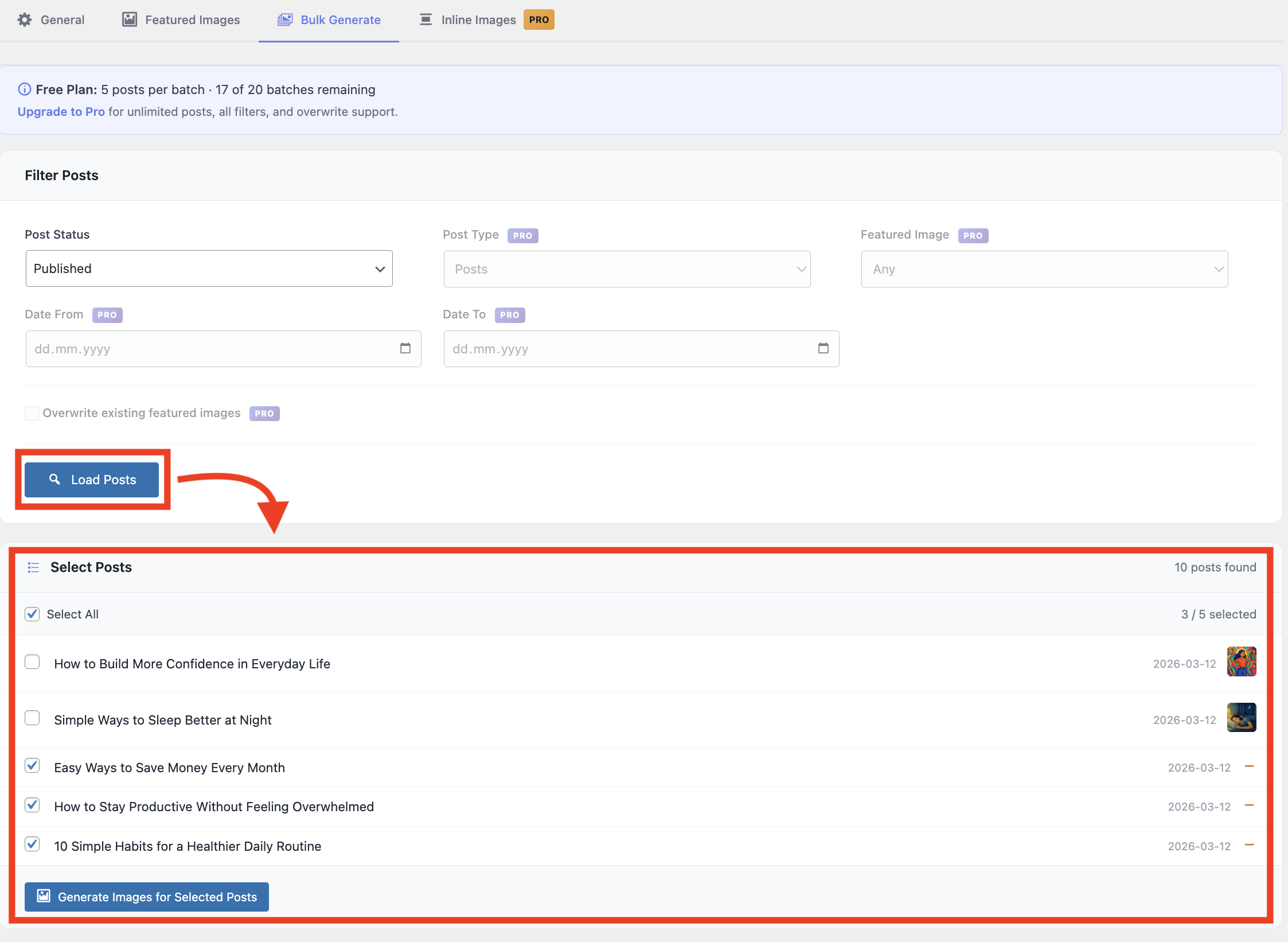 Generated image preview — AI-generated featured image set directly from the post editor
