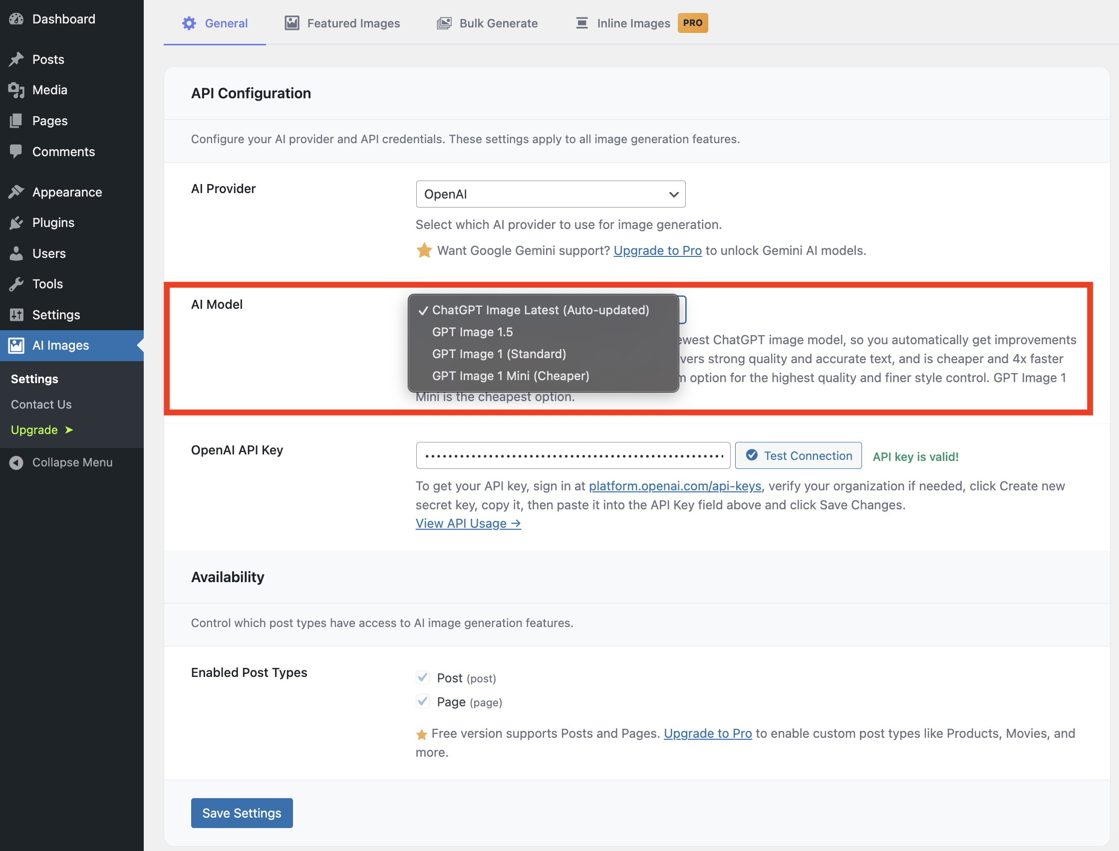 Output format selector — WebP (recommended), PNG, or JPEG