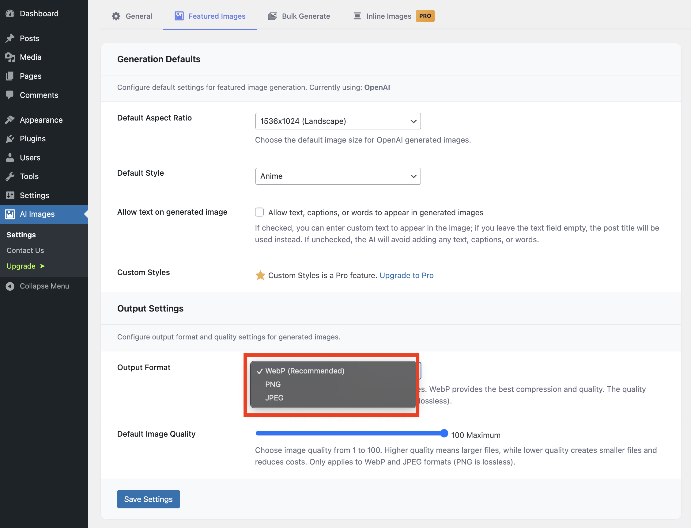 Bulk Generate summary — completed results with success, skipped, and failed counts