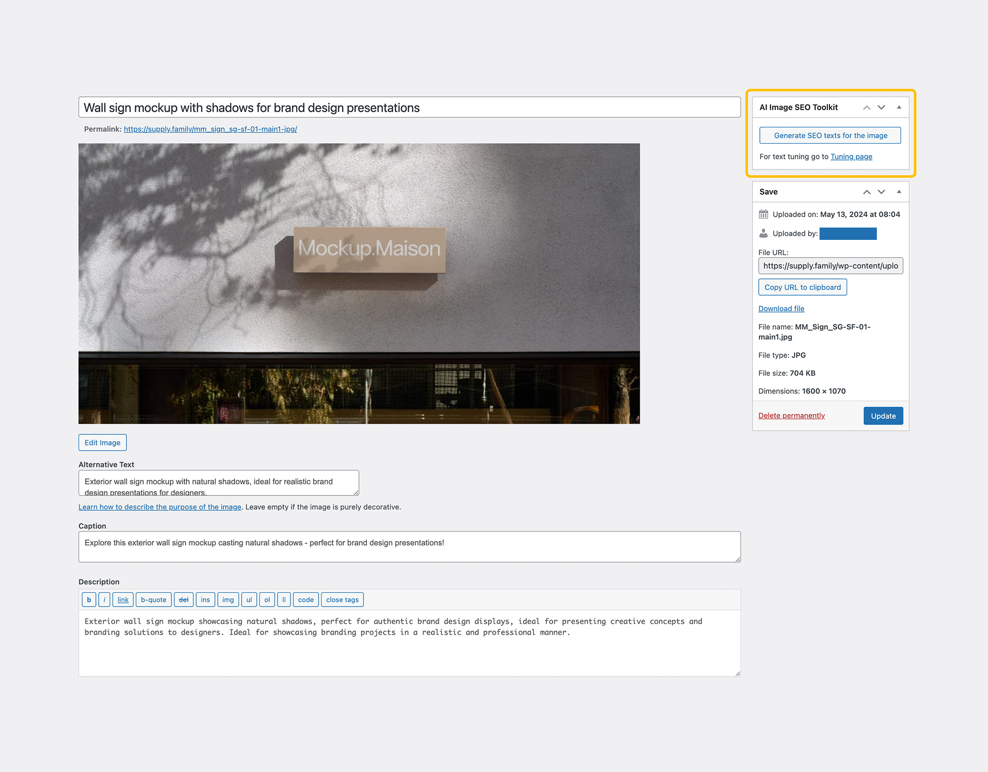 You can also generate texts from the media library.