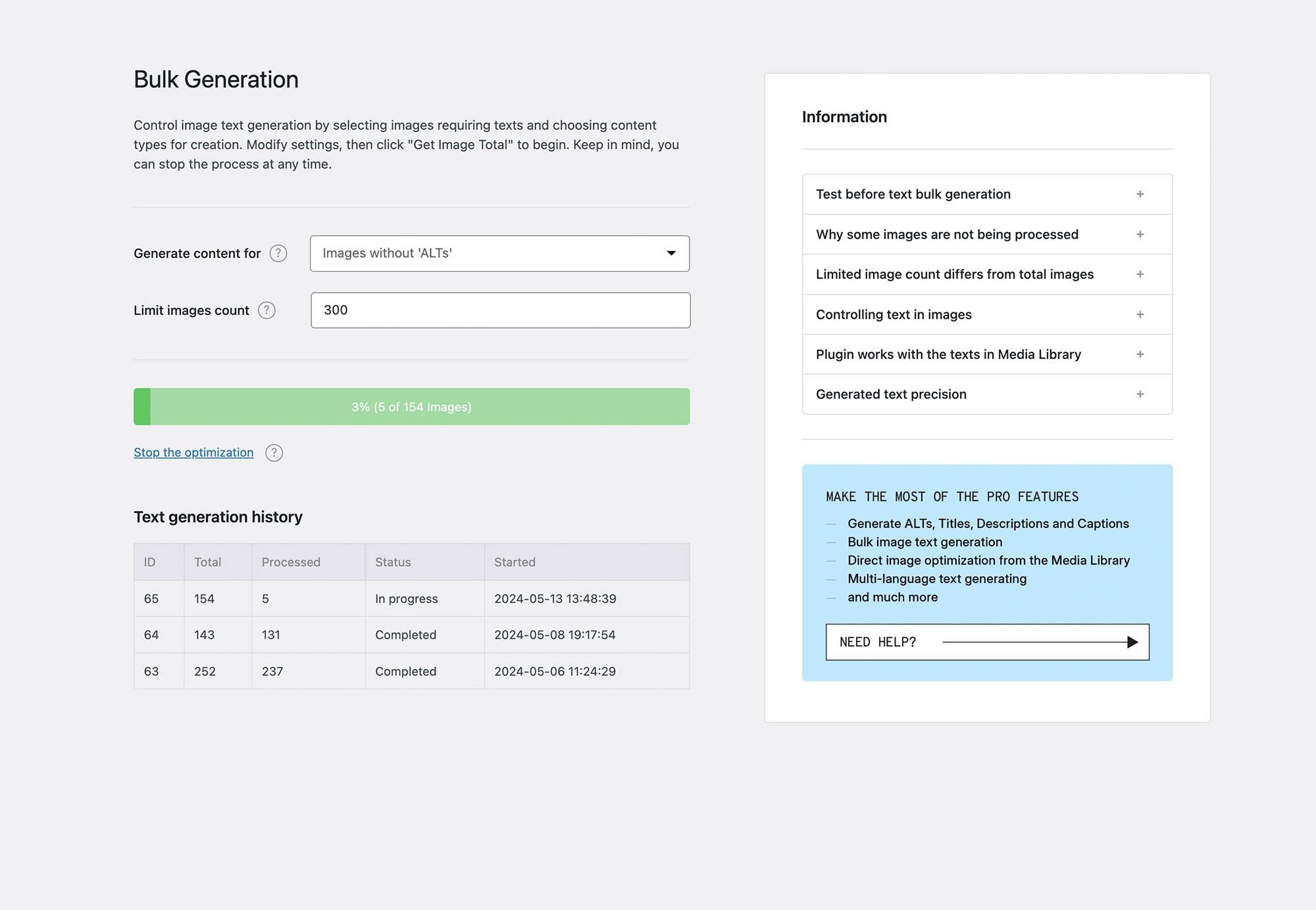 Bulk generation works in the background, so you don't need to keep the screen open