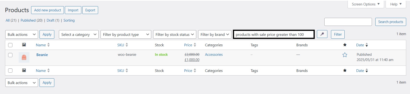 Filter posts by it's meta data like. price, stock, sku etc.