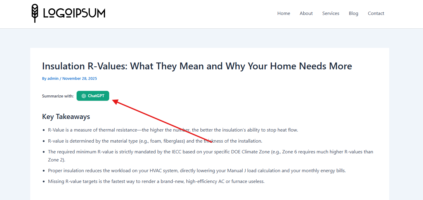 **Summary Button View:** The AI summary button displayed on a single post page, ready for use.