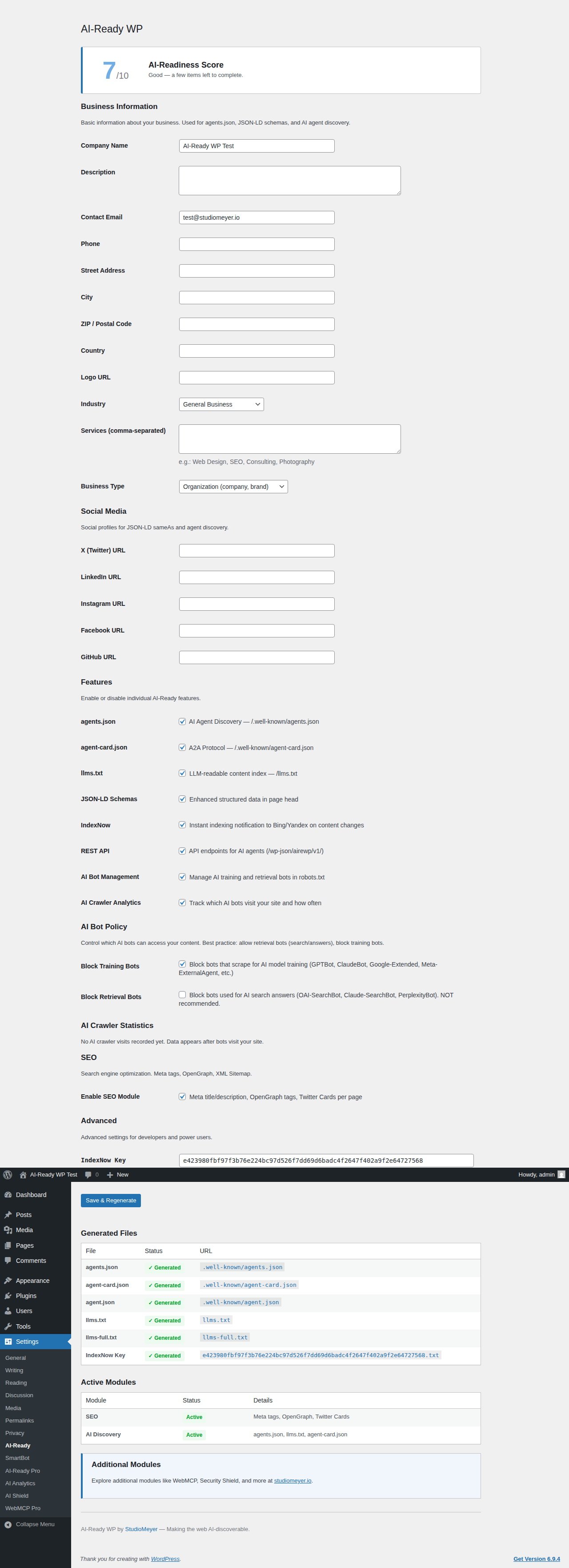 Generated Files status table.