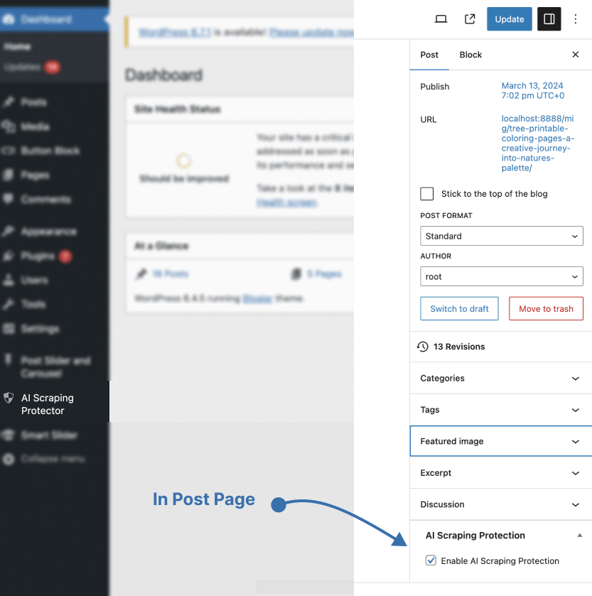 Post/Page individual Settings