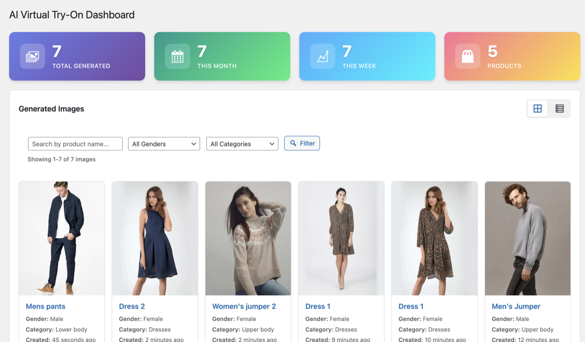 Generated try-on image preview with add-to-gallery option