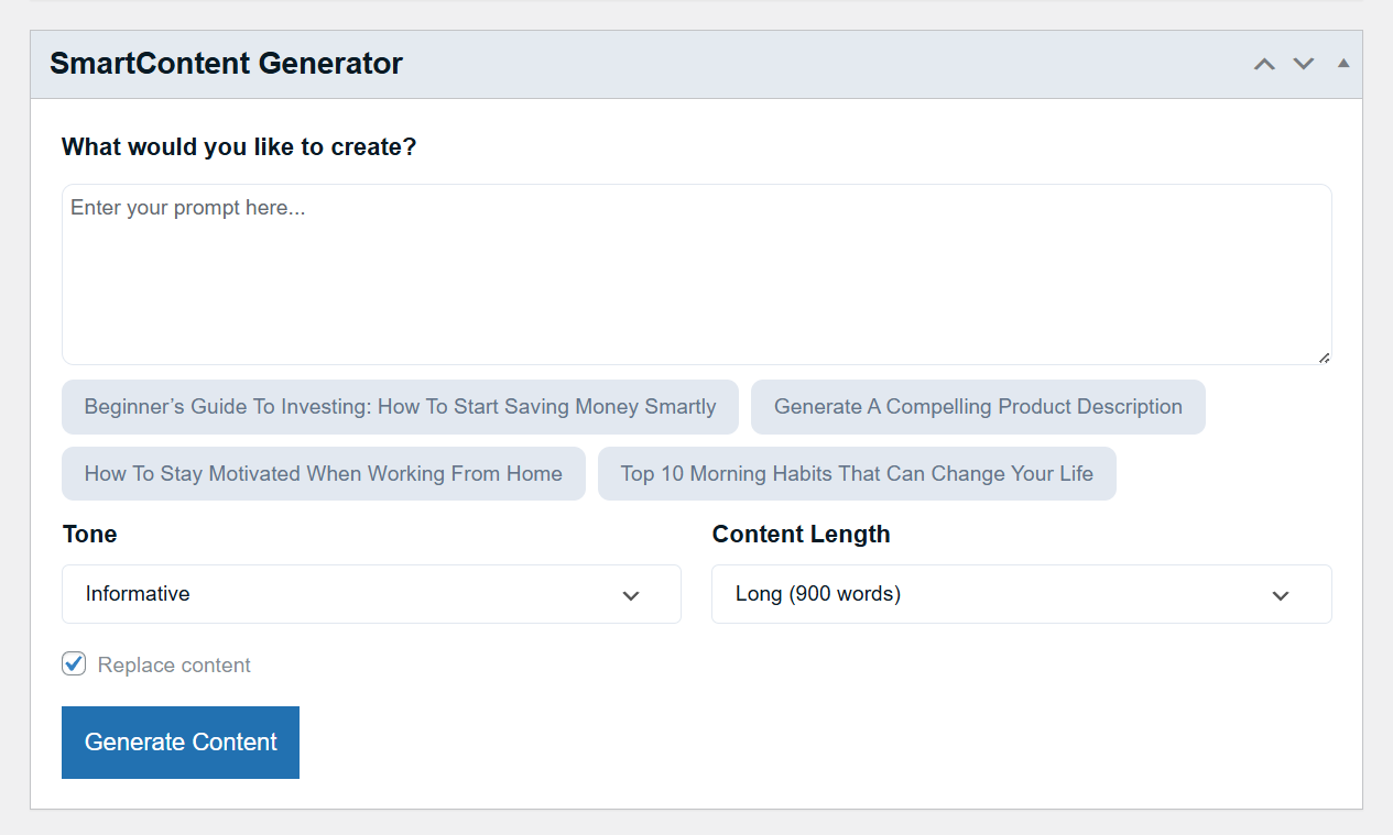 SmartContent Generator Metabox