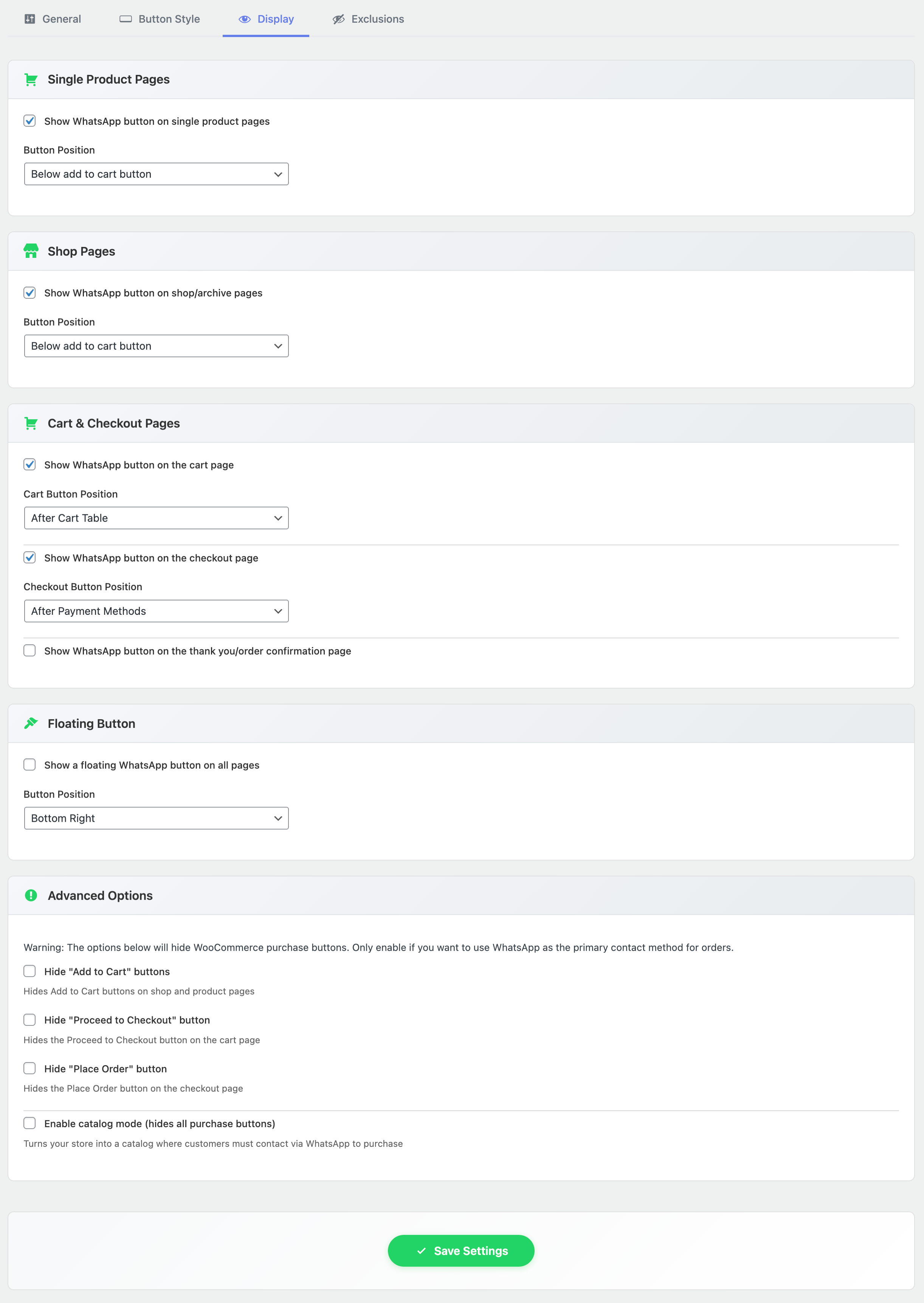 Admin settings – General configuration