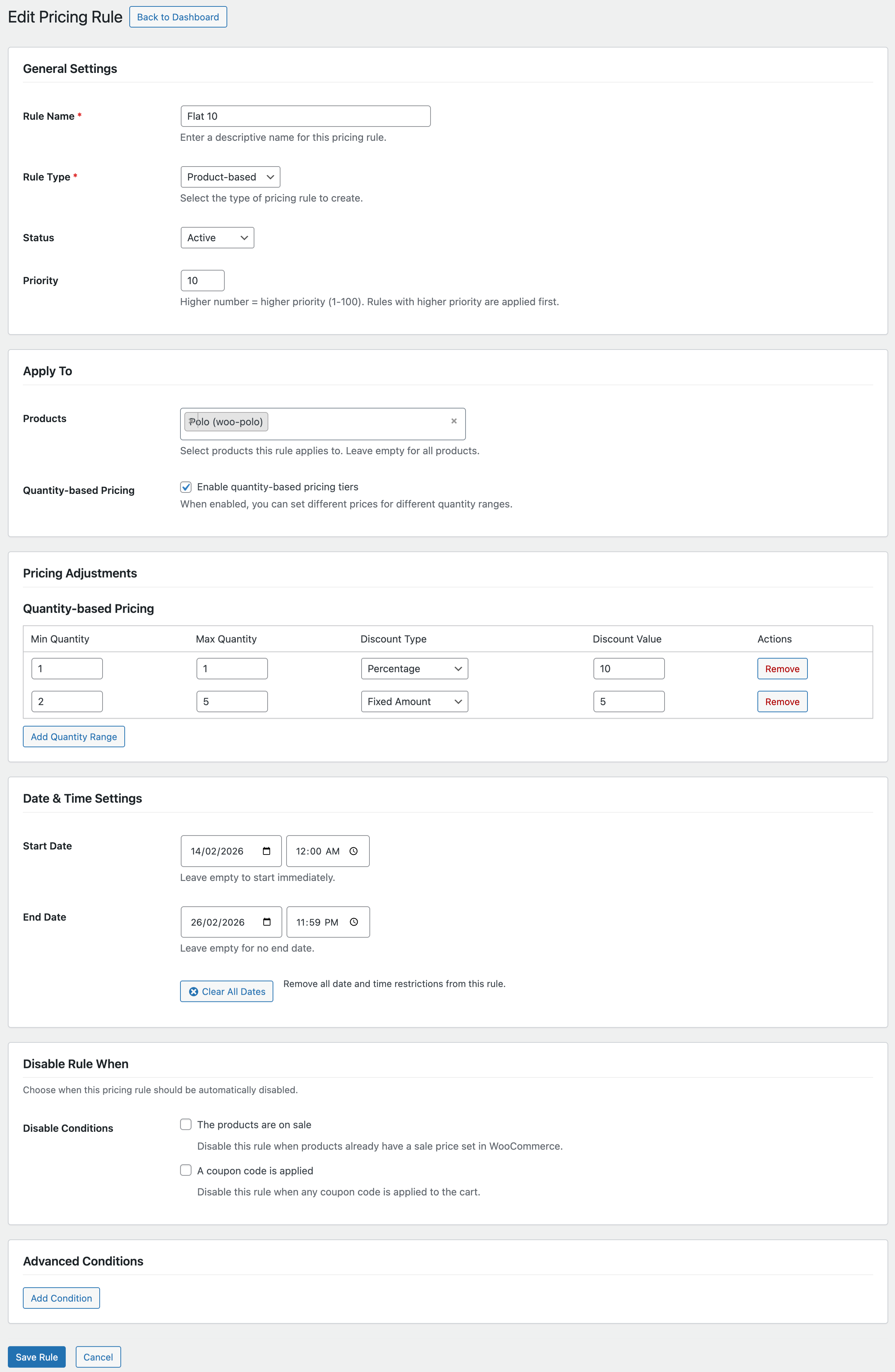 Creating a new bulk discount rule